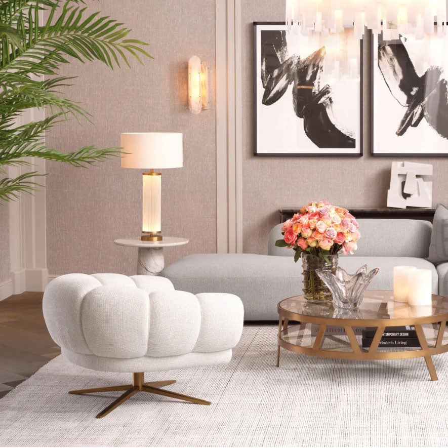 Candeeiro de Mesa THIBAUD para Quarto ouro e branco