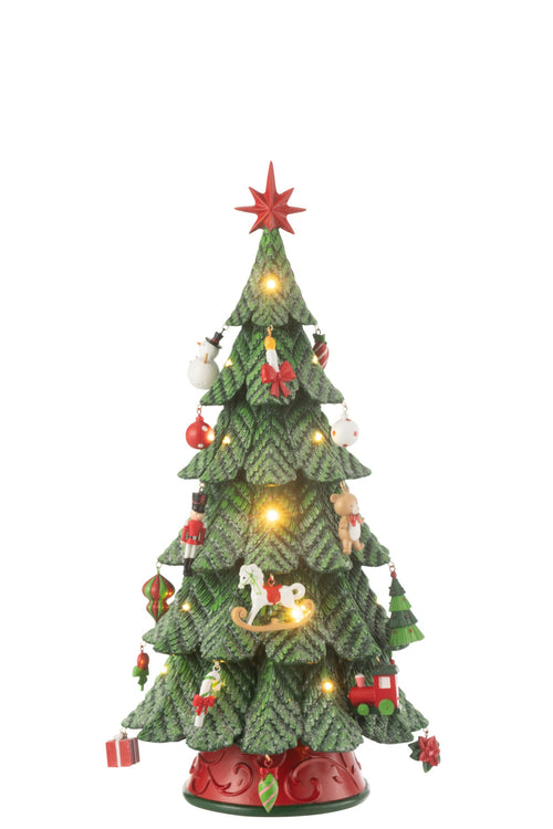 Árvore de Natal com LED e enfeites em resina, tamanho S