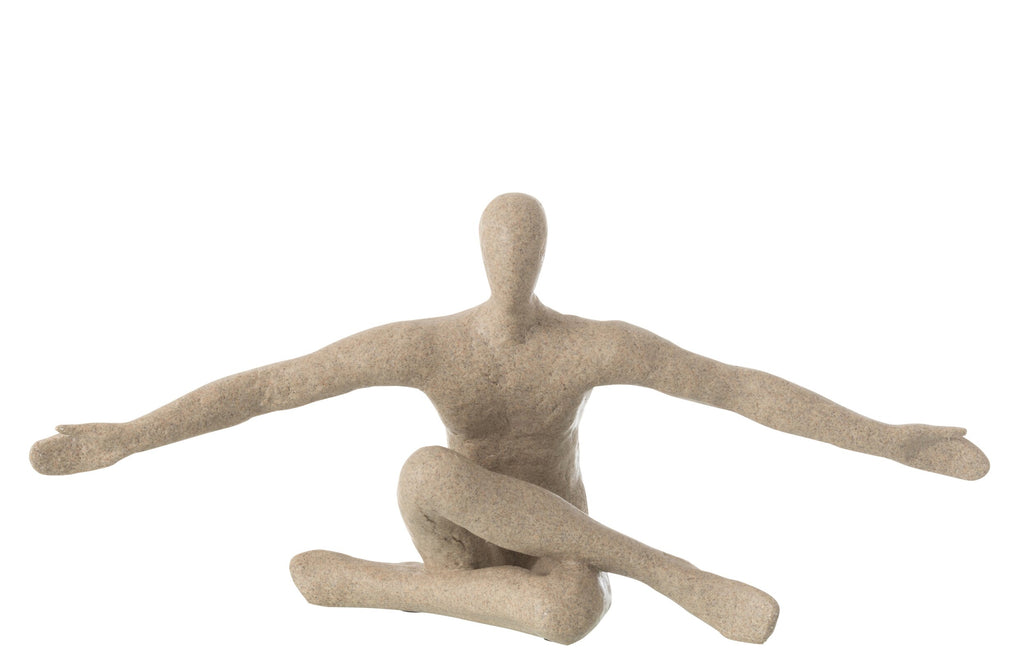 Figura de braços abertos em resina bege
