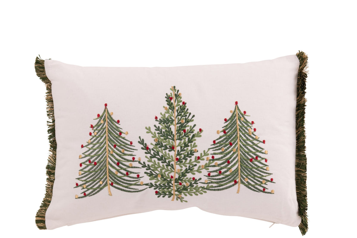 Almofada árvore de Natal em algodão branco e verde