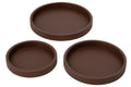 Conjunto de 3 tabuleiros em pele e MDF castanho