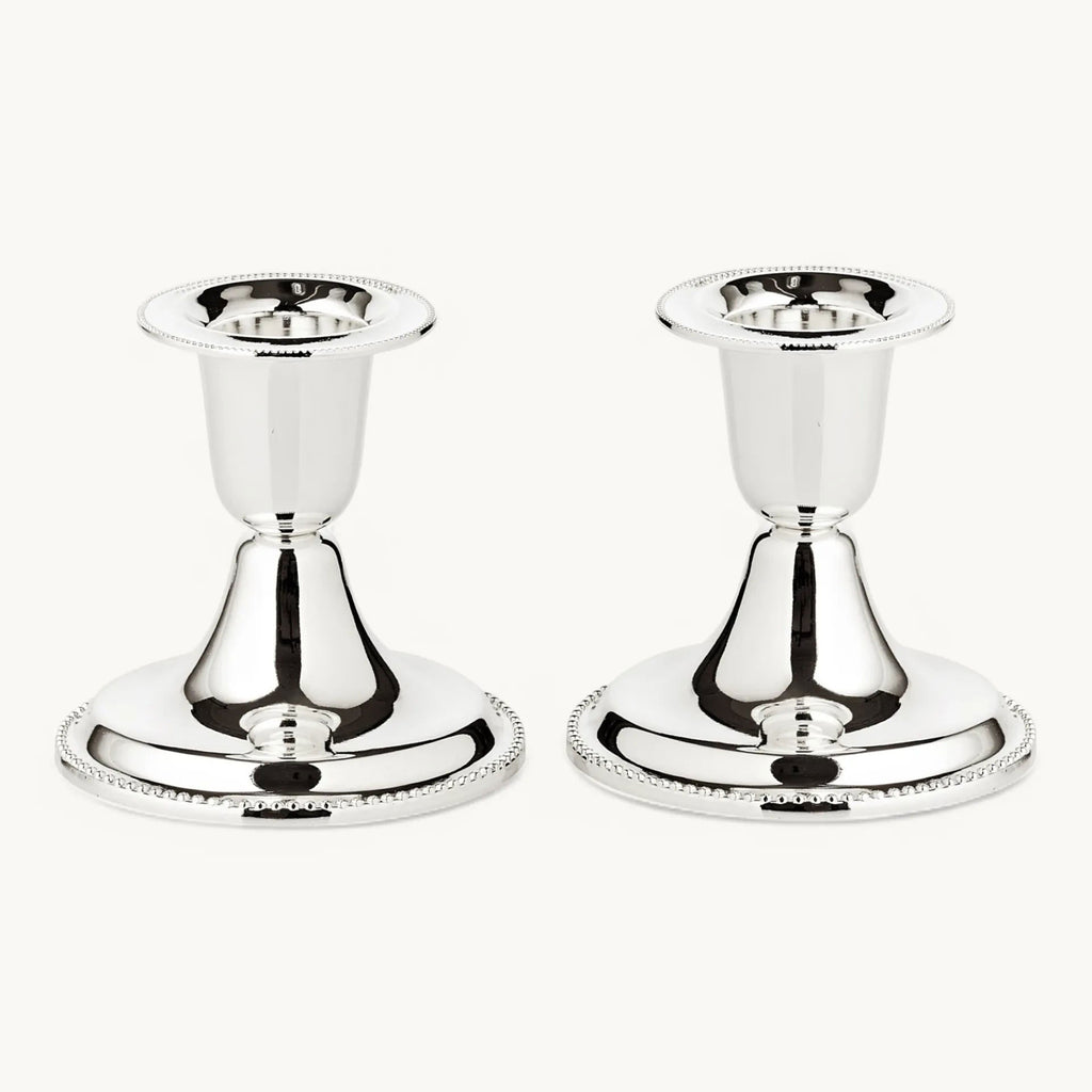 Conjunto 2 porta-velas PERLA em cerâmica branca perolada