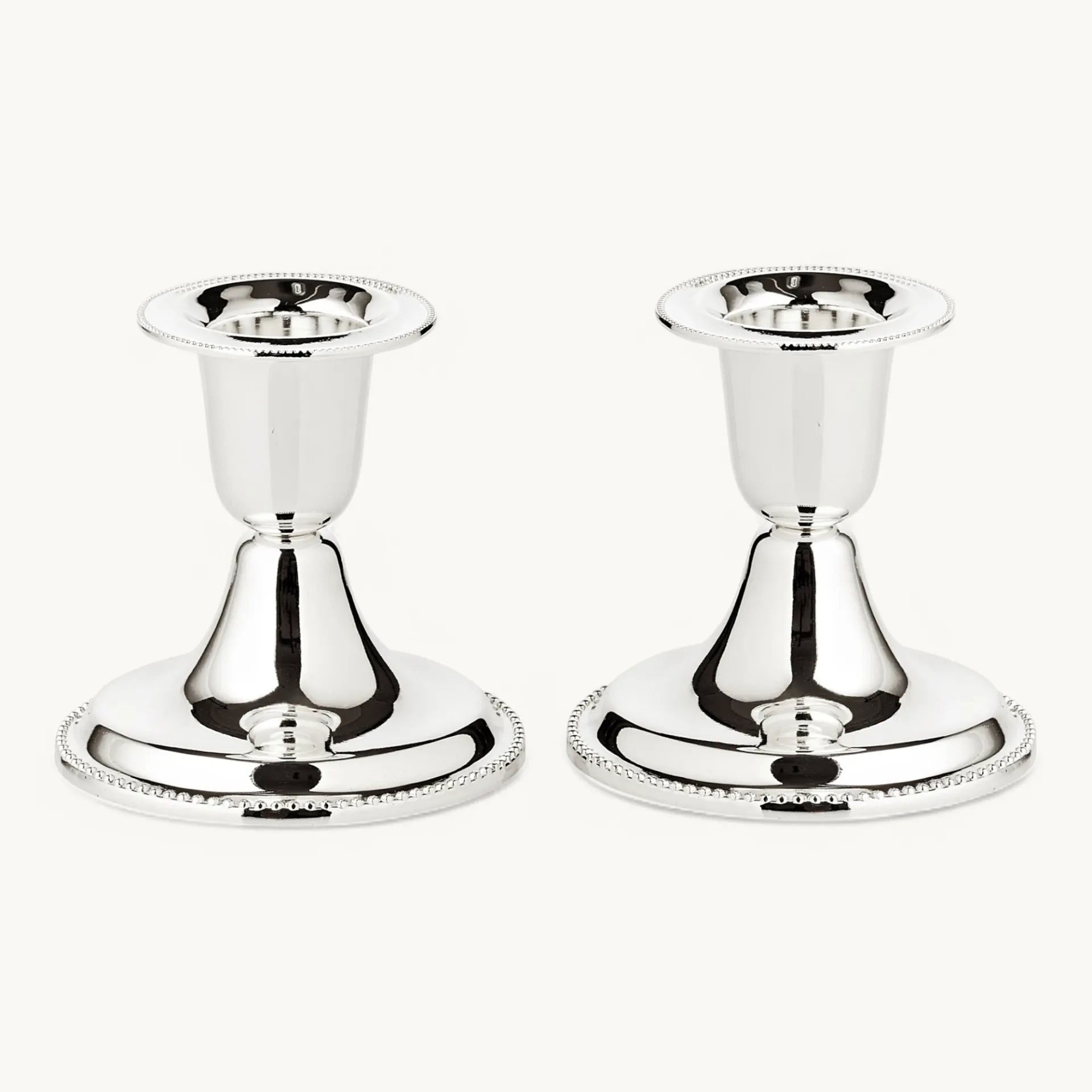 Conjunto 2 porta-velas PERLA em cerâmica branca perolada