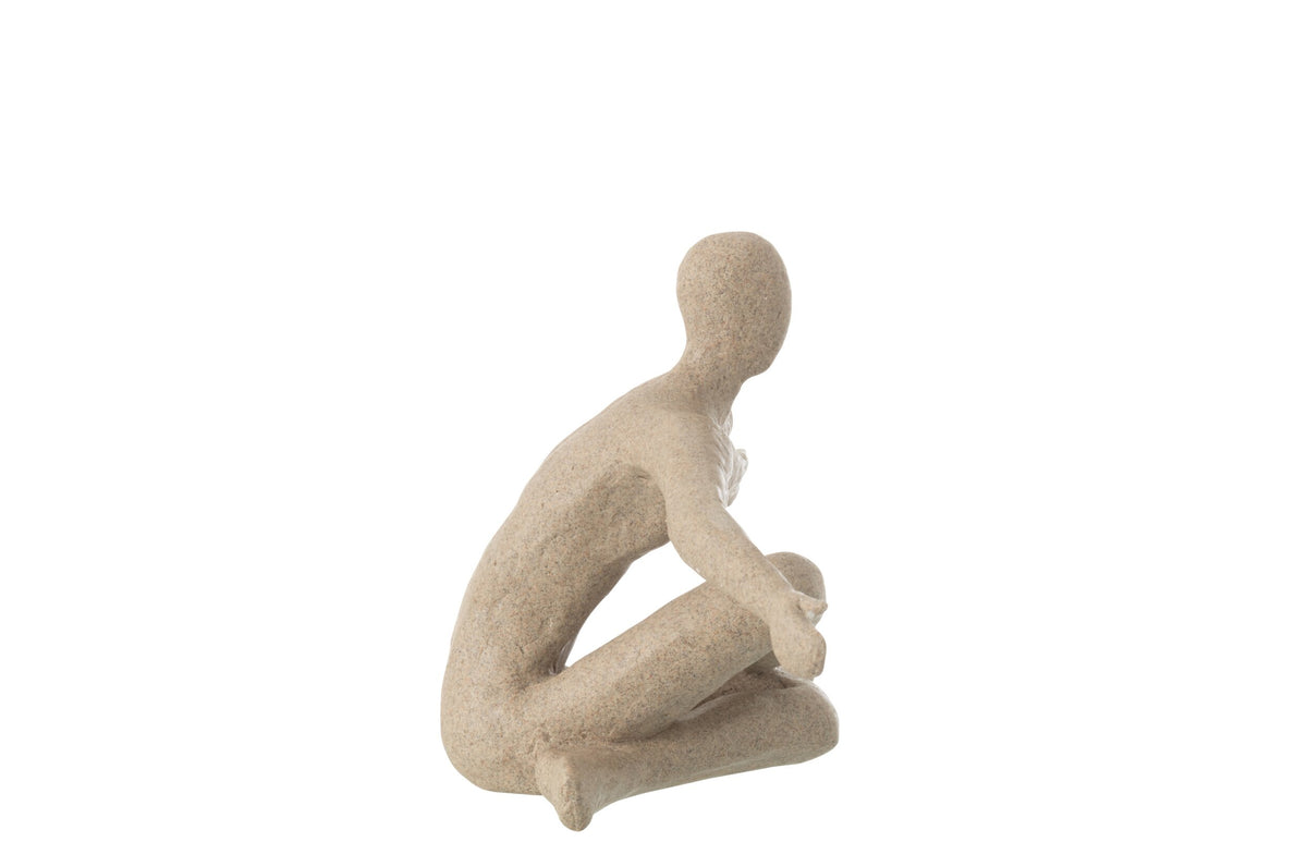 Figura de braços abertos em resina bege, vista 2