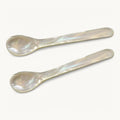 Conjunto 2 colheres de ovo decorativas em metal 11 cm