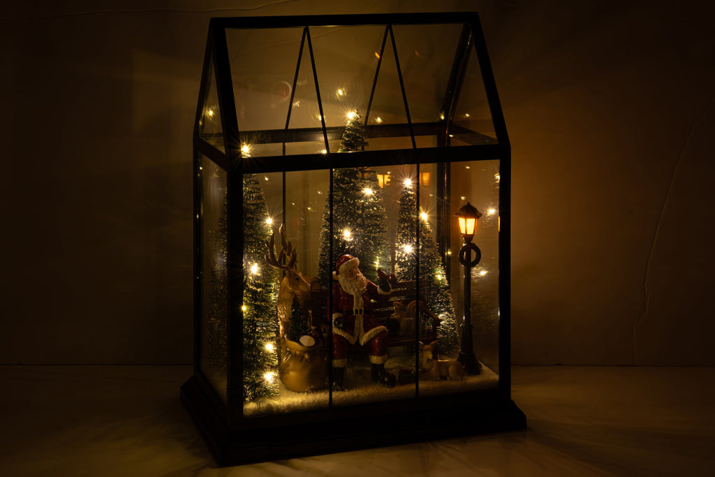 Pai Natal com LED e animação em vidro e material sintético, tamanho M, vista 3