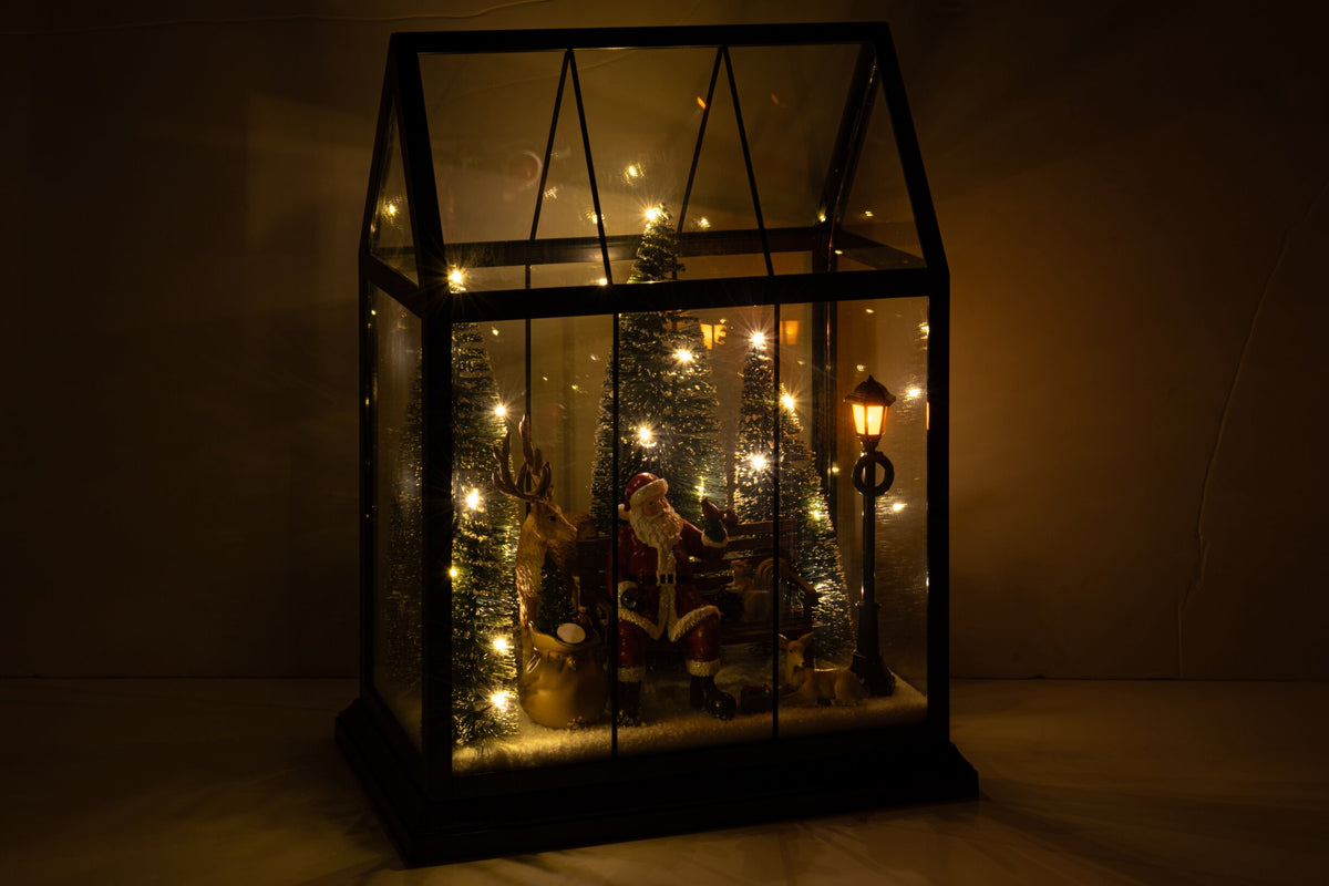 Pai Natal com LED e animação em vidro e material sintético, tamanho M, vista 3