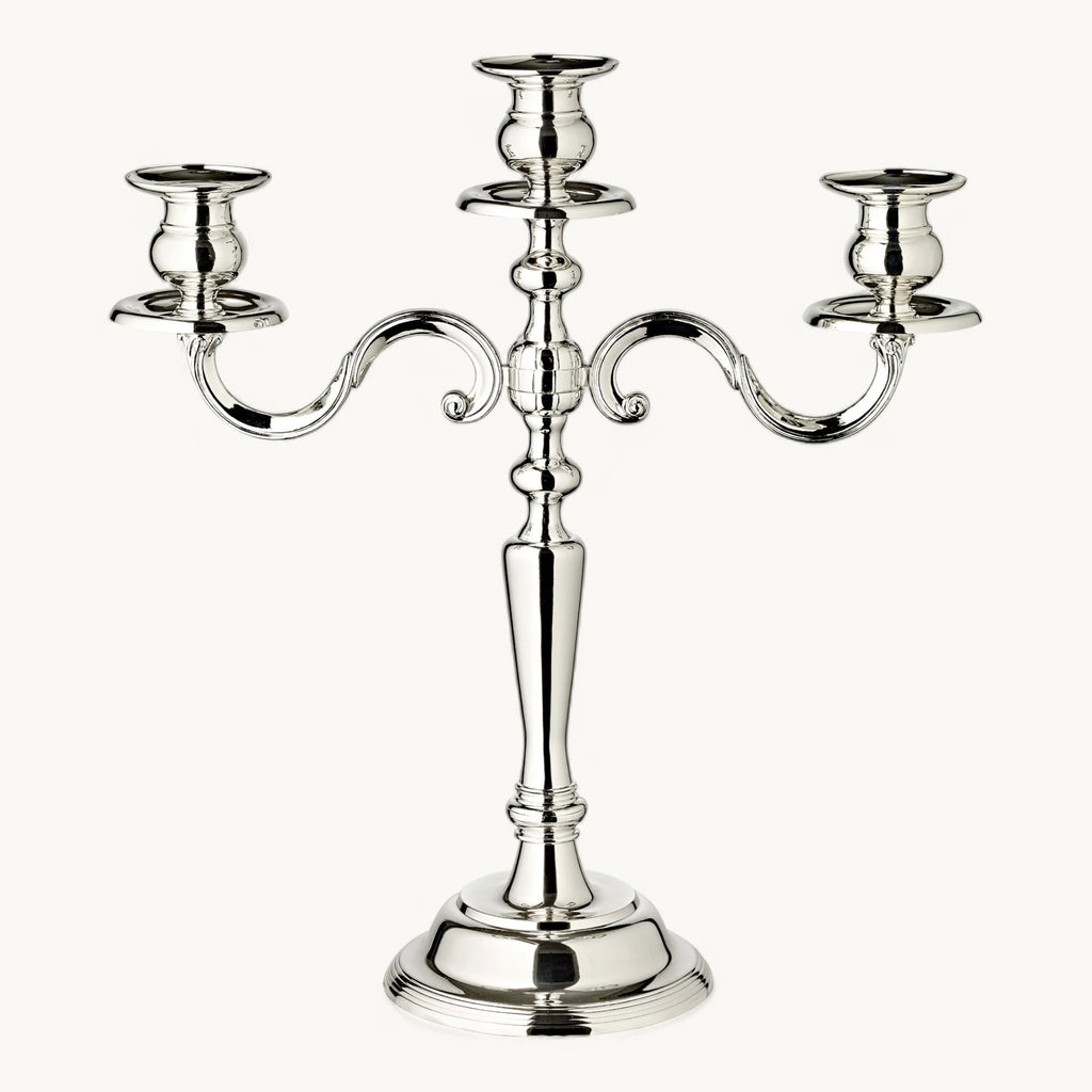 Castiçal REGINA para 3 velas em metal com braços curvos