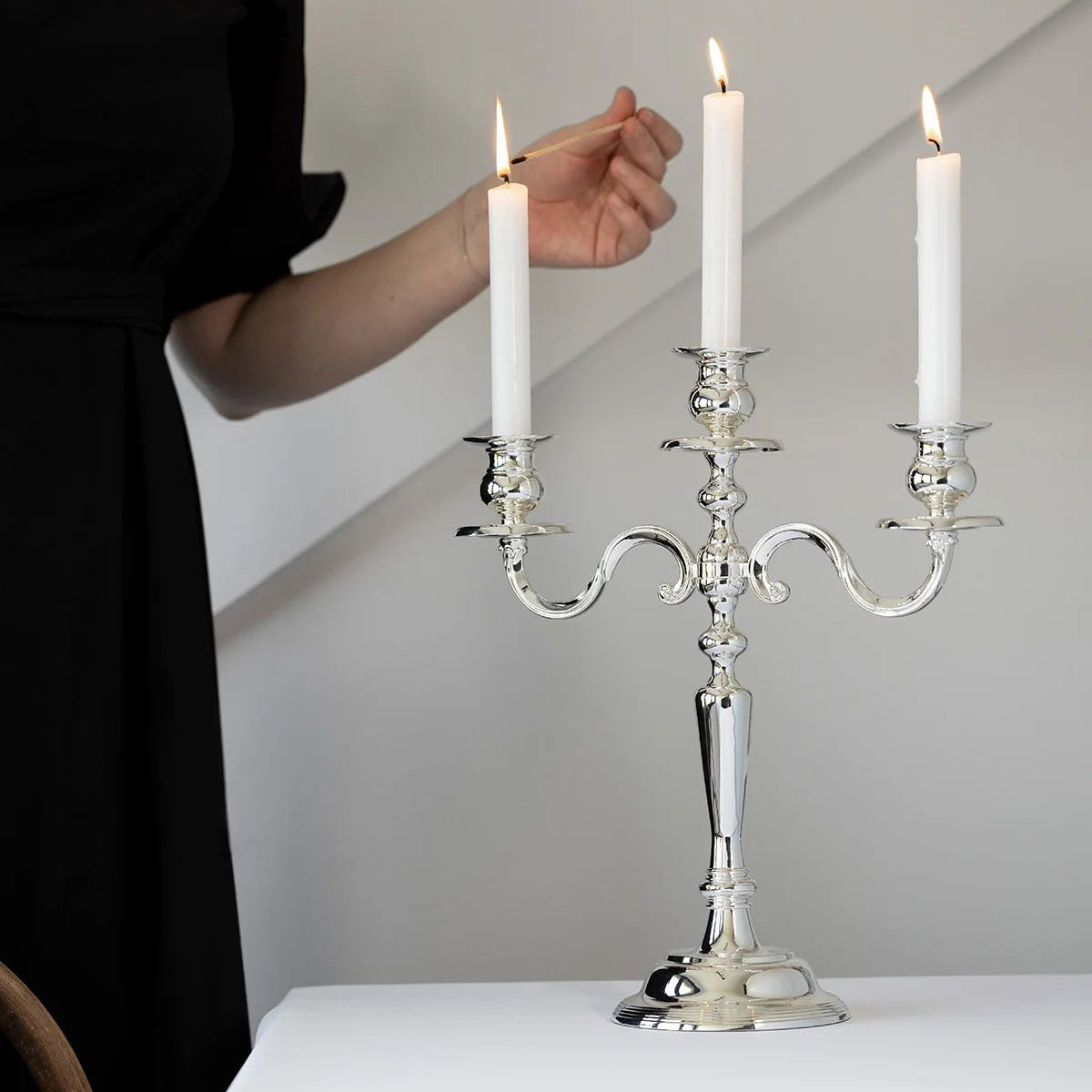 Porta-Velas REGINA de 3 Braços prata – imagem 2