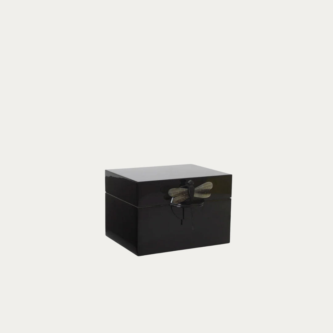 Caixa Lacada Decorativa LIBÉLULA Tamanho B bege, preto, terra, verde e paixao – imagem 4
