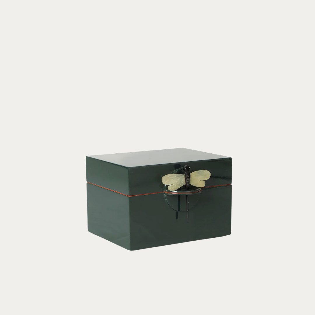 Caixa Lacada Decorativa LIBÉLULA Tamanho B bege, preto, terra, verde e paixao – imagem 8