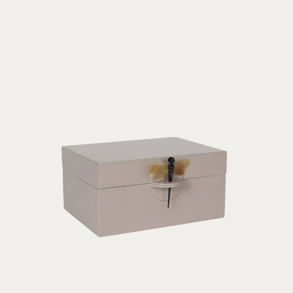 Caixa Lacada Decorativa LIBÉLULA Tamanho XL bege, preto, terra, verde e paixao