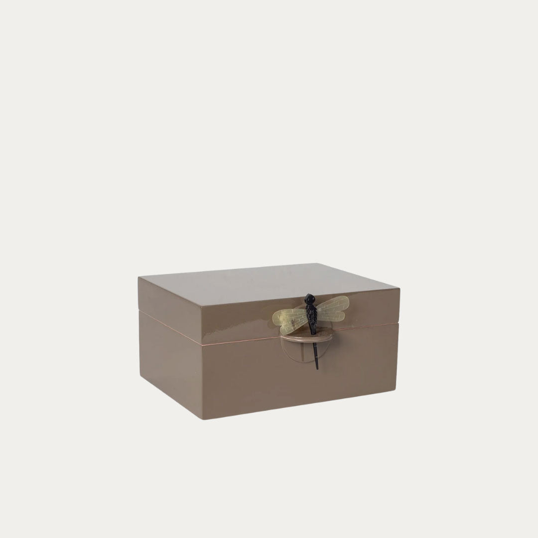 Caixa Lacada Decorativa LIBÉLULA Tamanho XL bege, preto, terra, verde e paixao – imagem 3