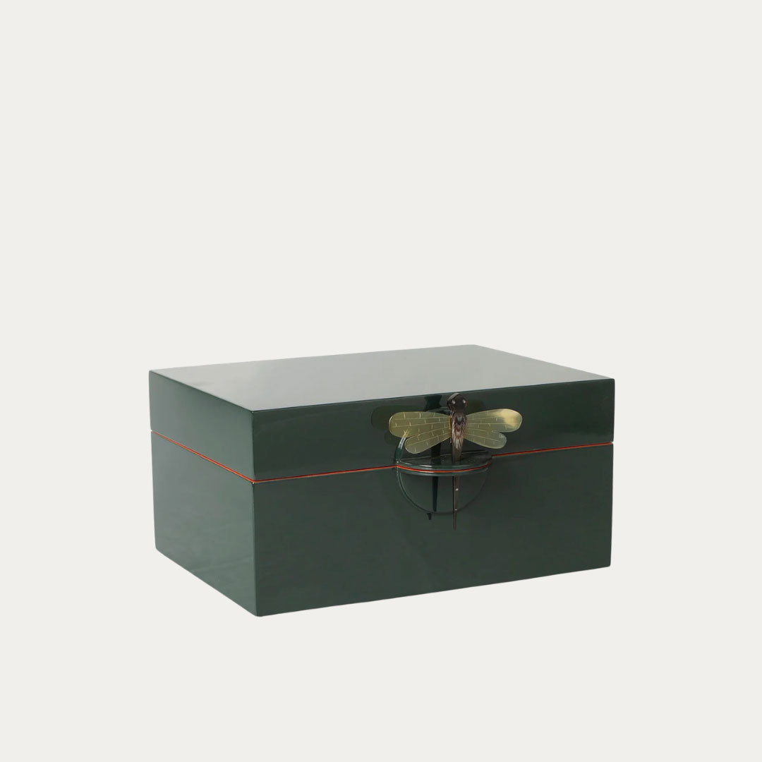 Caixa Lacada Decorativa LIBÉLULA Tamanho XL bege, preto, terra, verde e paixao – imagem 5