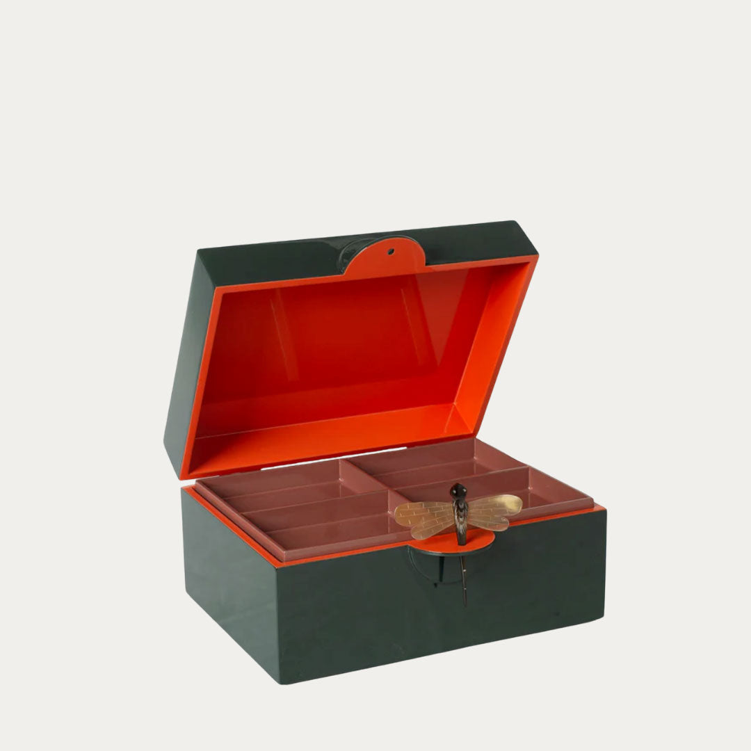 Caixa Lacada Decorativa LIBÉLULA Tamanho XL bege, preto, terra, verde e paixao – imagem 6