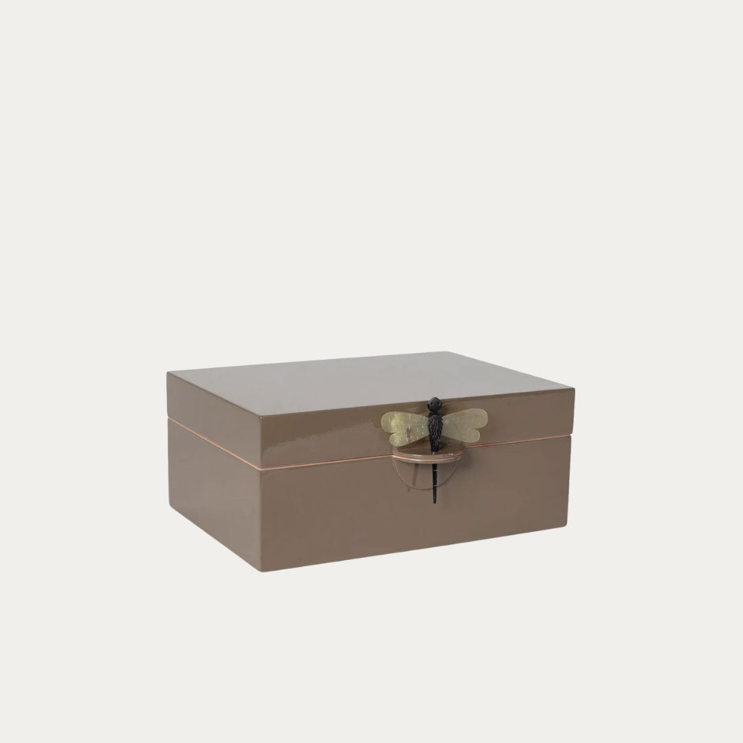 Caixa Lacada Decorativa LIBÉLULA Tamanho XXL bege, preto e terra – imagem 2