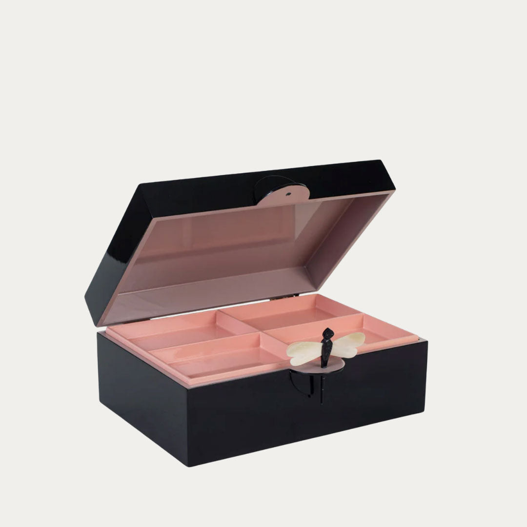 Caixa Lacada Decorativa LIBÉLULA Tamanho XXL bege, preto e terra – imagem 4