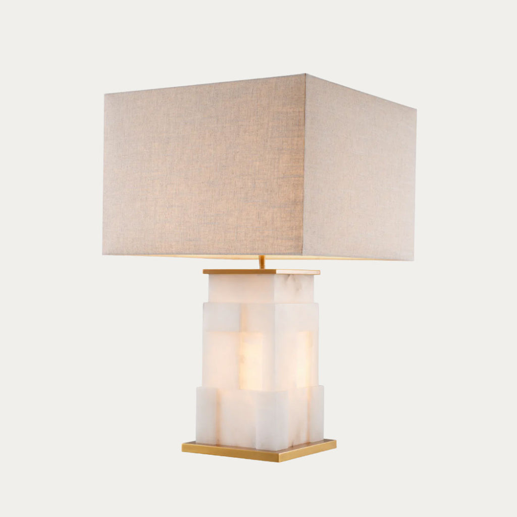 Candeeiro de mesa FABIANO com base decorativa e abajur amplo