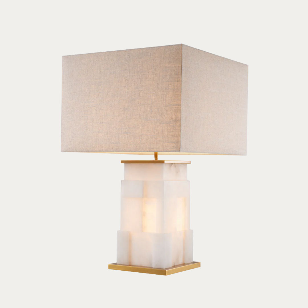 Candeeiro de mesa FABIANO com base decorativa e abajur amplo