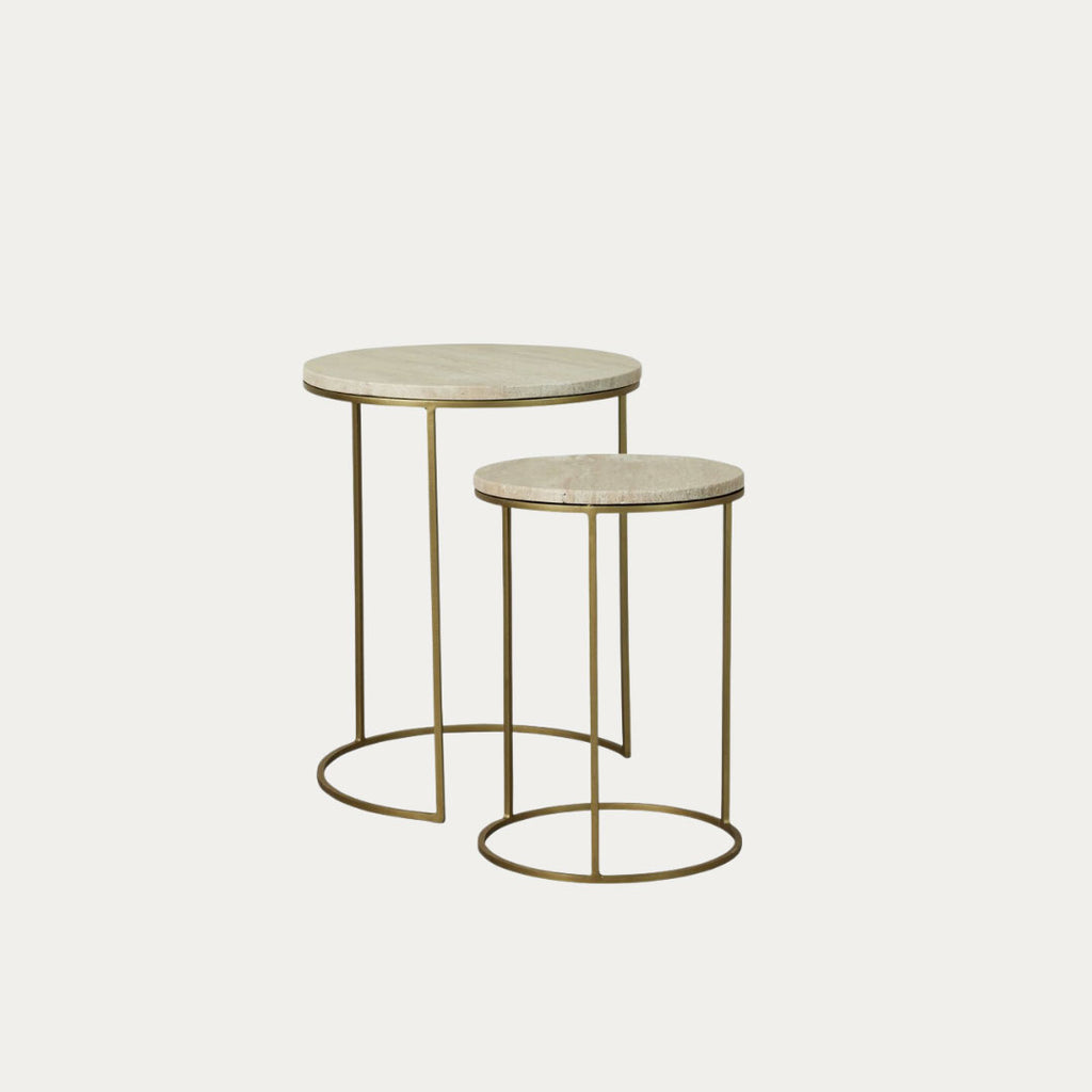 Mesa de apoio TRAVILLE em madeira com pernas em metal dourado