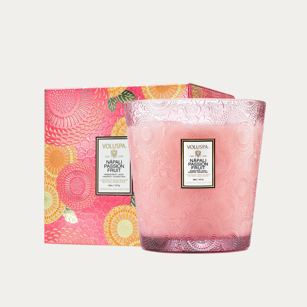Vela perfumada NAPALI PASSION FRUIT 3 pavios em vaso claro