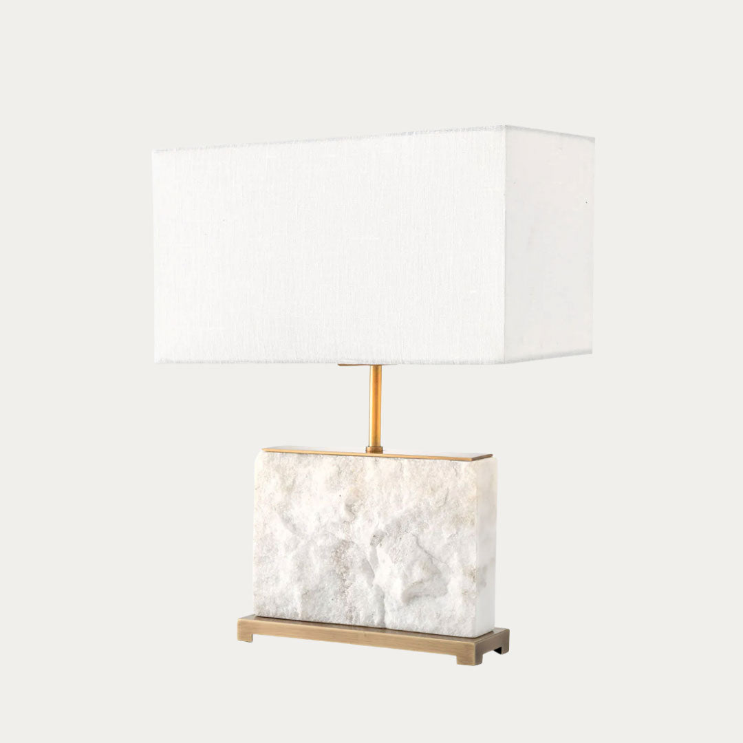 Candeeiro de mesa NEWTON em metal cromado com abajur branco