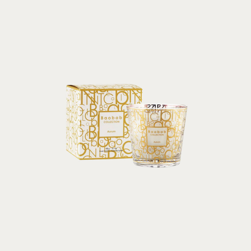 Vela perfumada MY FIRST BAOBAB AURUM em recipiente dourado