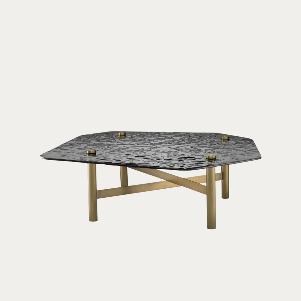 Mesa de centro CORTES rectangular em madeira e ferro