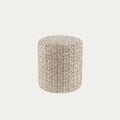 Puff cilíndrico RIGHE MIX com padrão de riscas coloridas