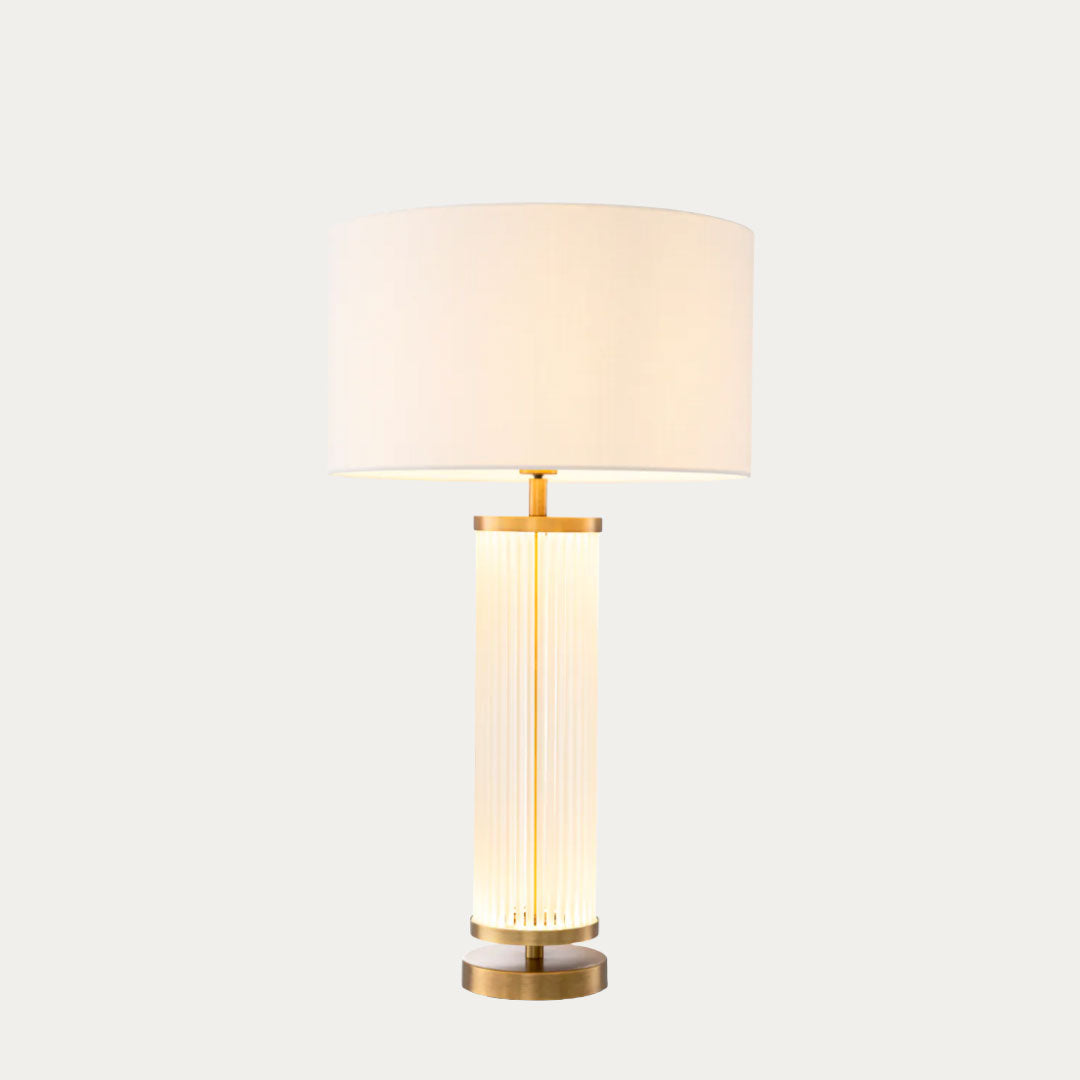 Candeeiro de mesa THIBAUD em linho natural com base madeira