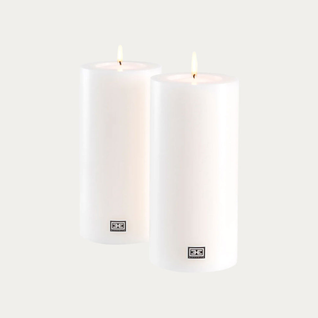 Conjunto de velas artificiais brancas 21 cm cera sintética
