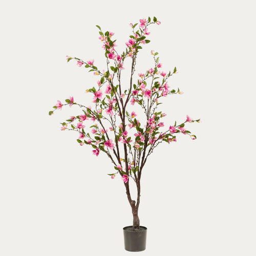 Árvore artificial Magnólia rosa 170cm em flor