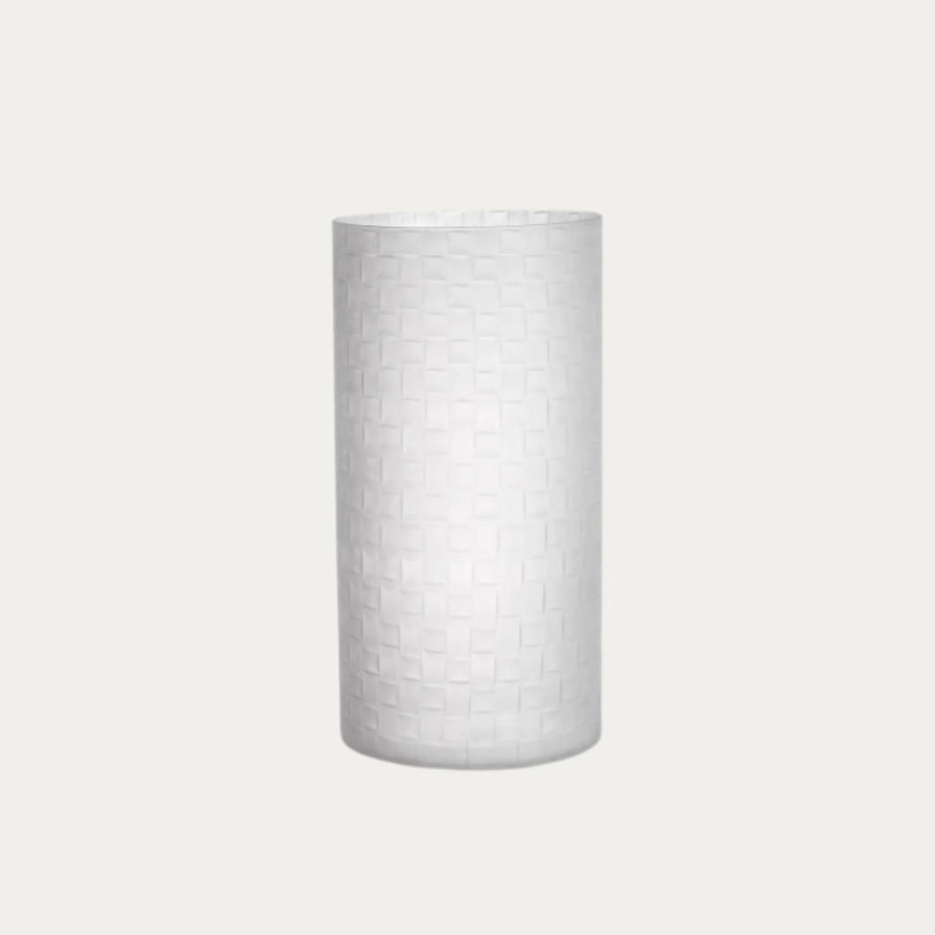 Vaso CALISTA S em cerâmica branca com textura nervurada