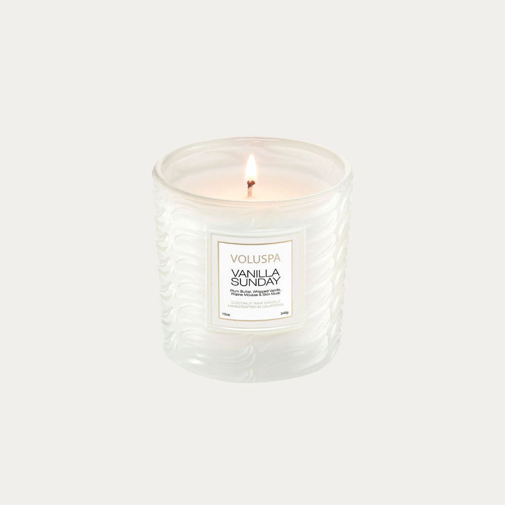 Vela Perfumada Classic VANILLA SUNDAY cristalino e branco