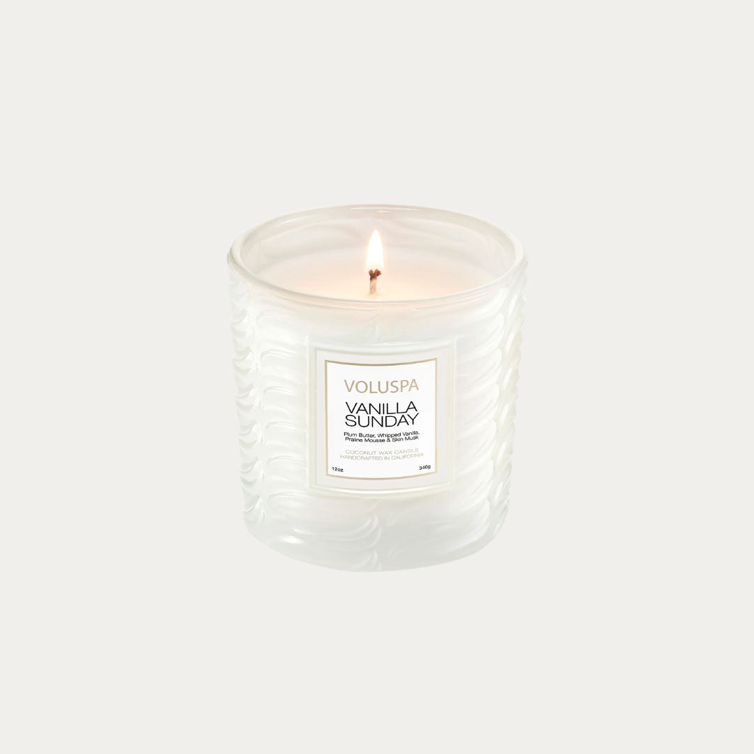 Vela Perfumada Classic VANILLA SUNDAY cristalino e branco