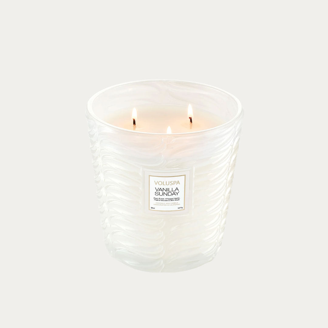 Vela Perfumada VANILLA SUNDAY 3 Pavios cristalino e branco